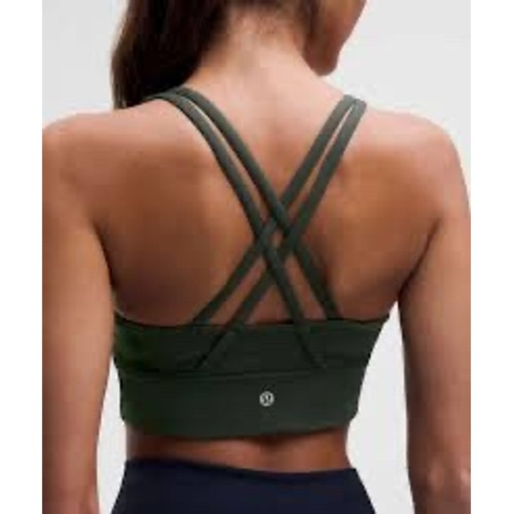 Lululemon‎ energy long line sports bra olive green women's size 4 athletic